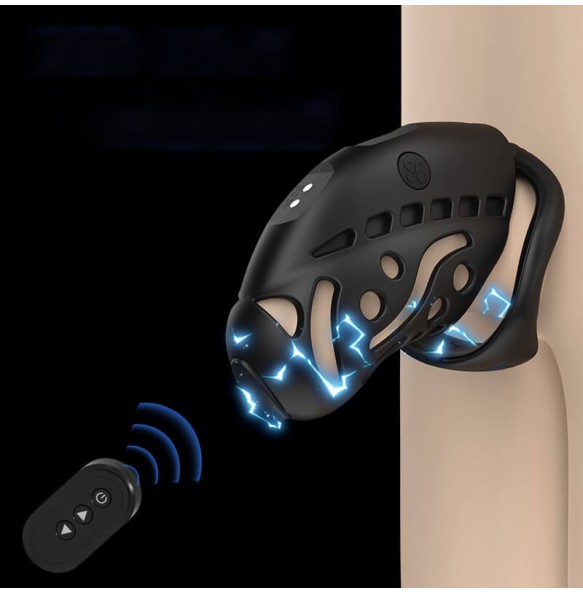 LOCKINK - Nautilus Electric Shock Chastity Cage (Chargeable - Black)